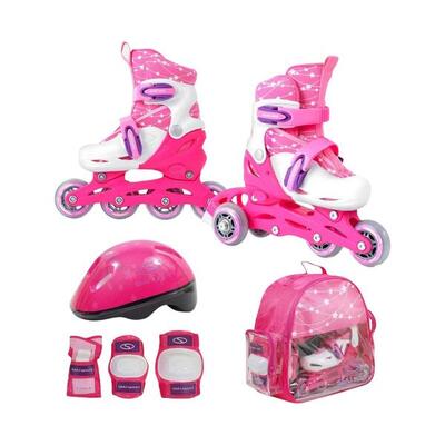 Set inline rolschaatsen voor kinderen/kinderen led (roze)