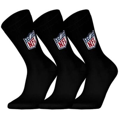 Nfl shield logo 3-pack high-quality cotton crew socks | 35/38 black