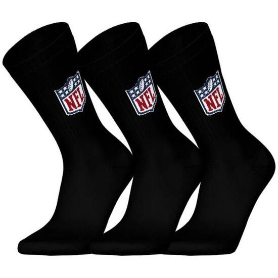 NFL Shield Logo 3-Pack High-Quality Cotton Crew Socks | 35/38 Black