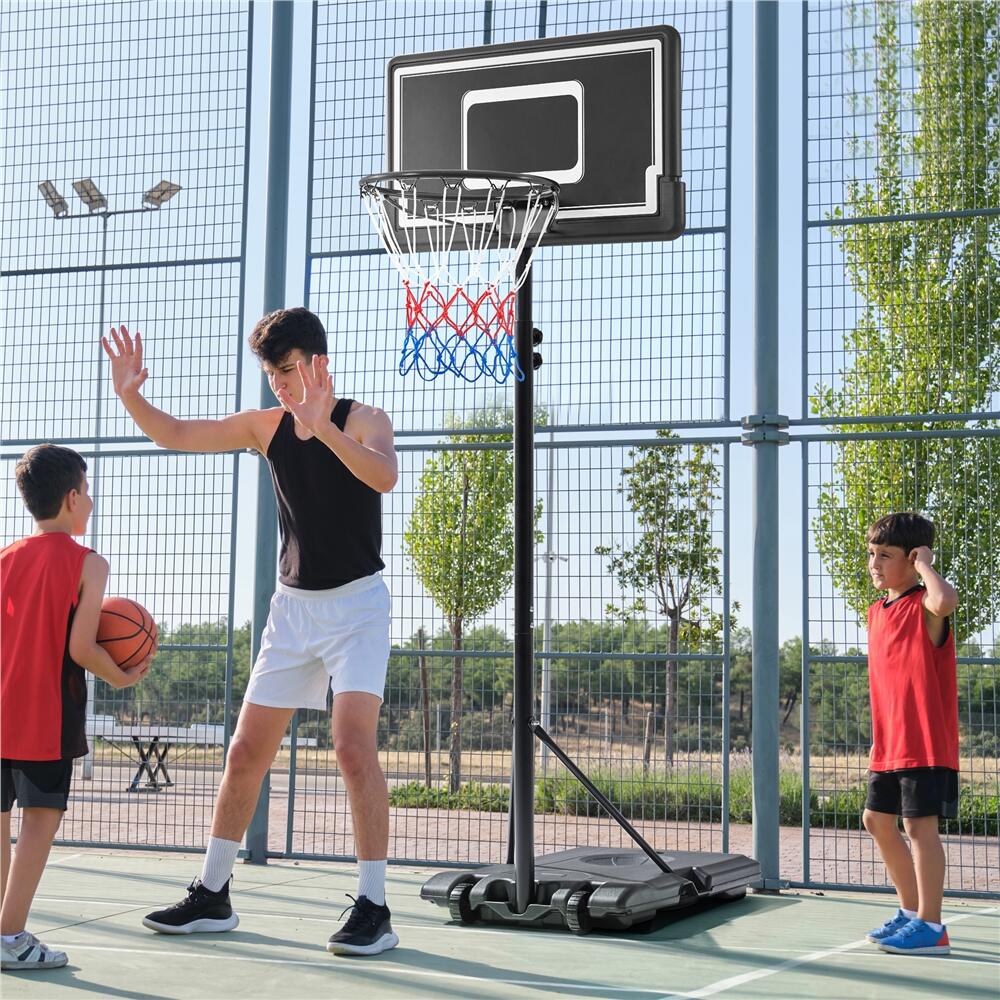 Aro de baloncesto ajustable 182 - 215 cm para niños, con ruedas, negro/blanco 4/7