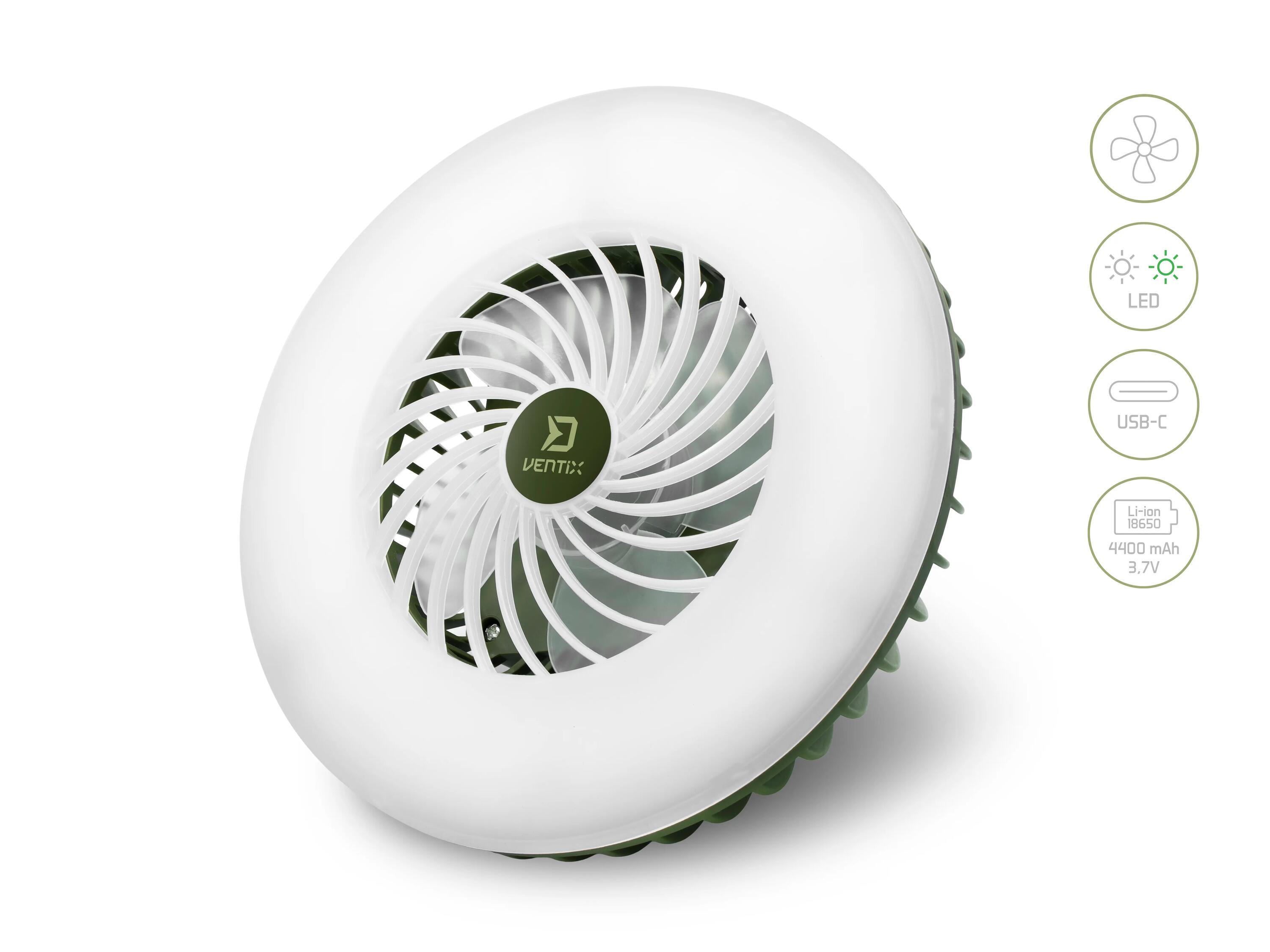 Ventilatore con luce LED - Ventix 7W/4400mAh - 14 ore di batteria 2/6