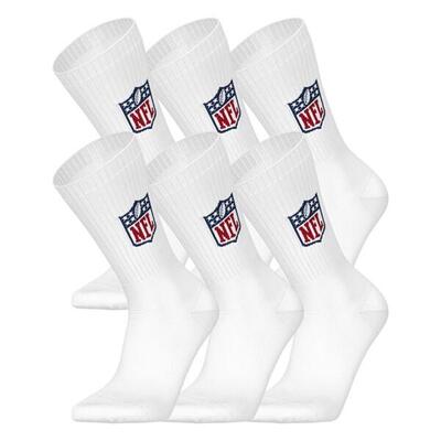 Nfl shield logo 6-pack high-quality cotton quarter socks | 35/38 white