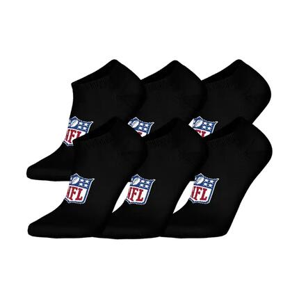 NFL Shield Logo 6-Pack High-Quality Cotton Sneaker Socks | 35/38 Black