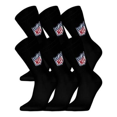Nfl shield logo 6-pack high-quality cotton quarter socks | 35/38 black