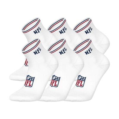 Nfl shield logo 6-pack high-quality cotton quarter socks | 35/38 white
