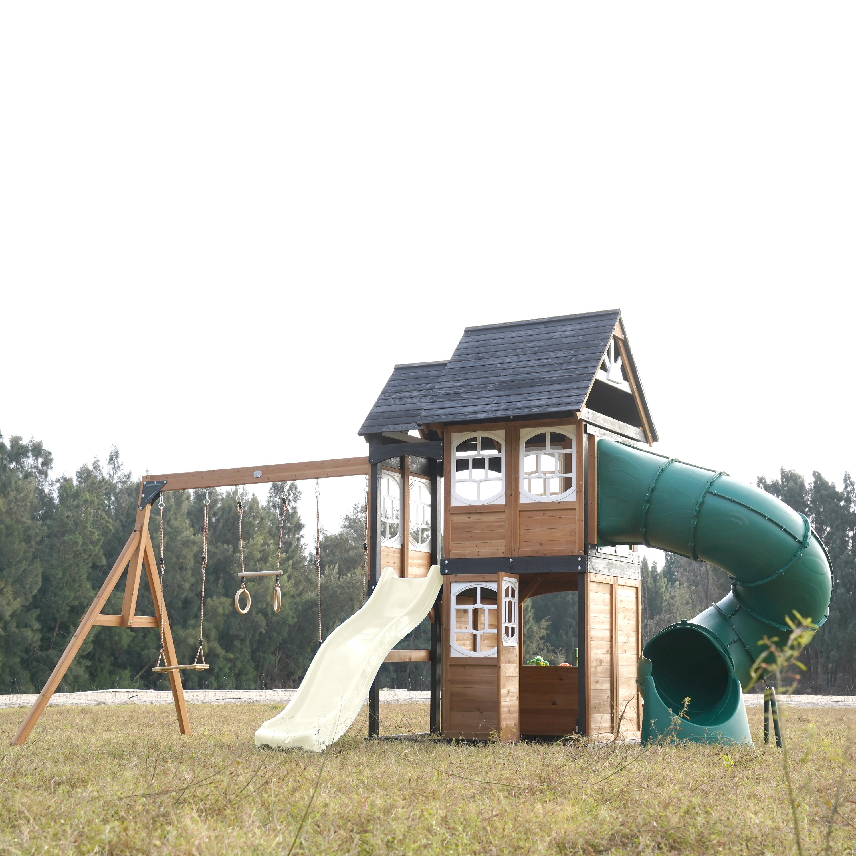 Plac zabaw – AXI Noud – 2 hustawki, zjezdzalnia rurowa – kremowy 6/7