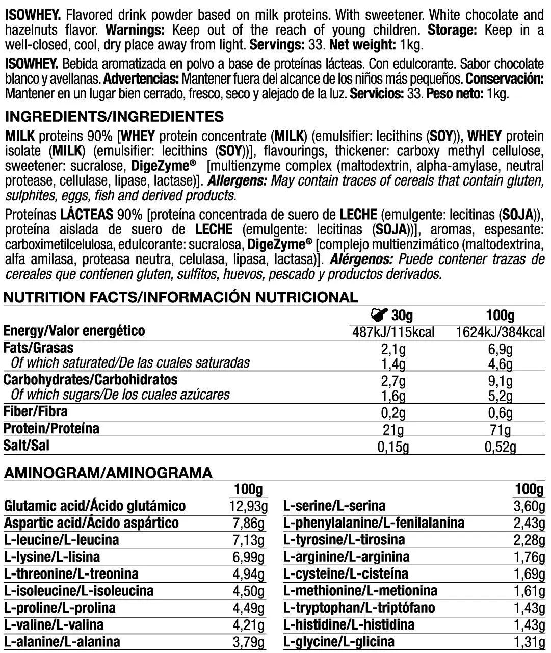 Isowhey - 1kg Hazelnut White Cream da Quamtrax 2/3