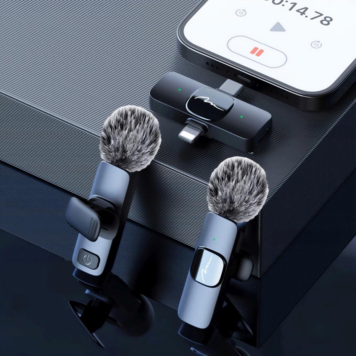 2xMIKROFON BEZPRZEWODOWY krawatowy media-tech usb-c + lightning 2in1 zestaw 4/6