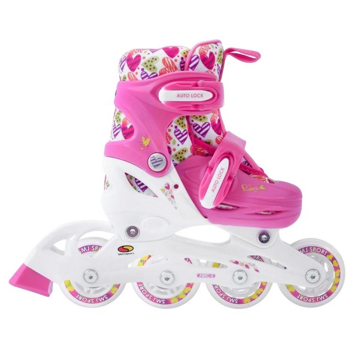 Patins À Roulettes Alignées Style Cœurs 2IN1 Enfant (Blanc / Rose) 2/4