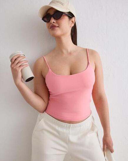 Femme Débardeur à Bretelles Sans Couture Rose Poudré