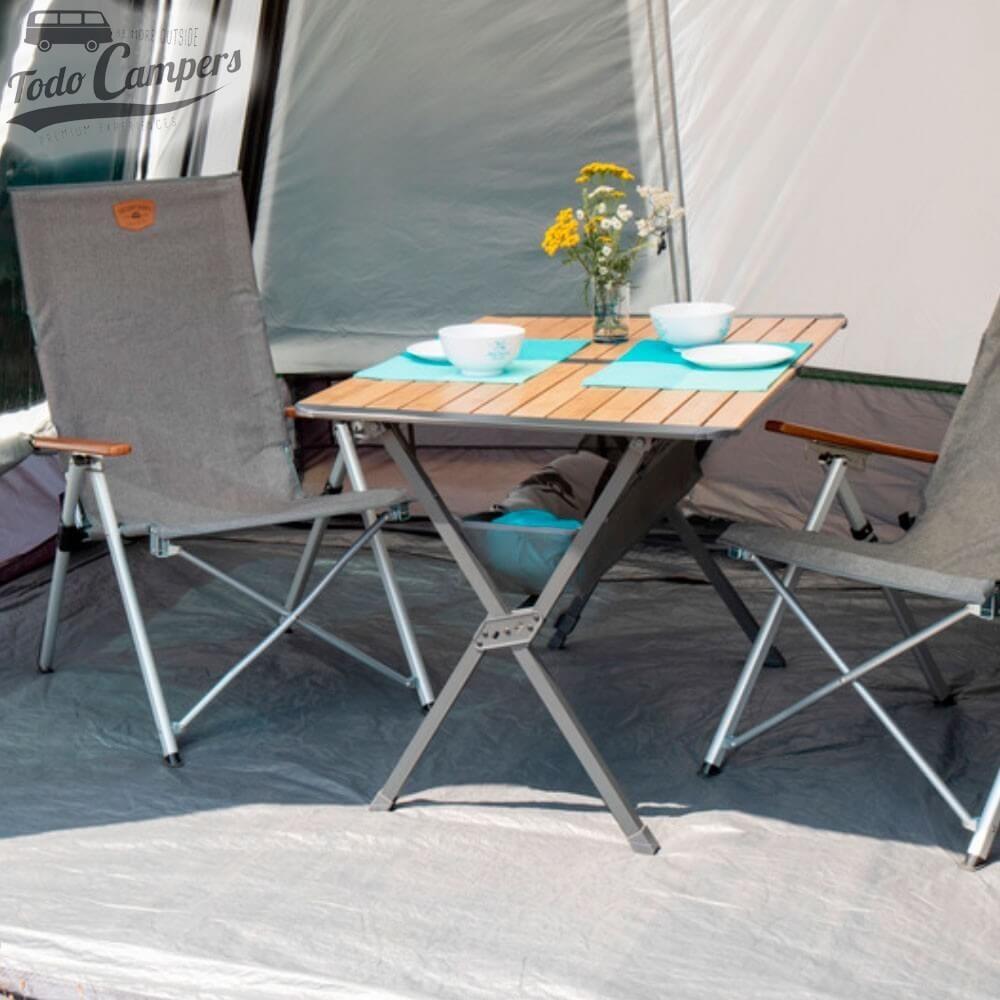 Mesa de camping enrollable de bambú con red Camp4 Mendoza - 110 x 71 2/7