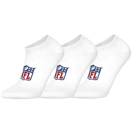 NFL Shield Logo 3-Pack High-Quality Cotton Sneaker Socks | 35/38 White