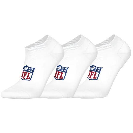 NFL Shield Logo 3-Pack High-Quality Cotton Sneaker Socks | 35/38 White