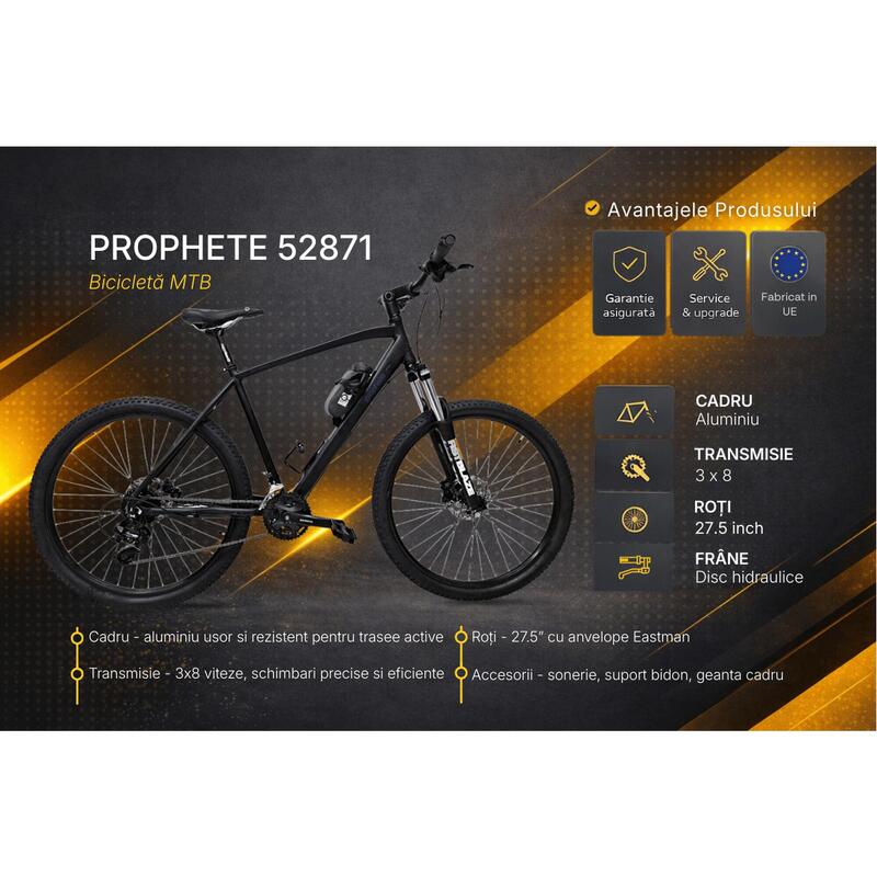 Bicicleta Mtb Prophete 52871 - 27.5 inch, XL, Negru