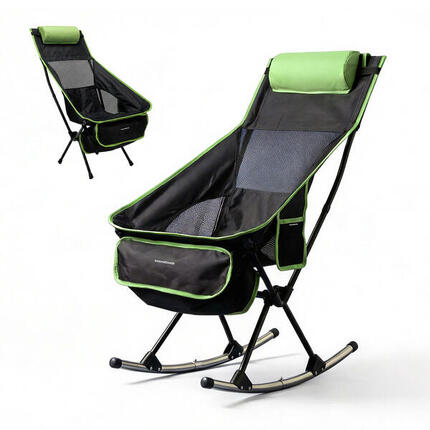 Chaise berçante pliante camping avec poche, coussin et housse InnovaGoods
