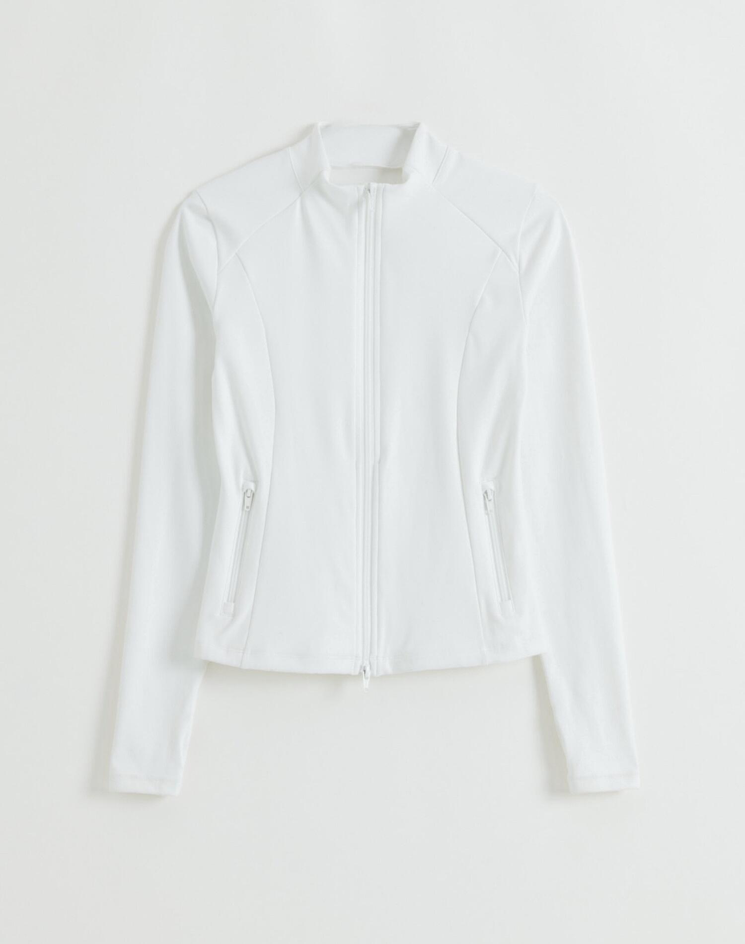 Femme Veste avec Fermeture Éclair Blanc 6/6