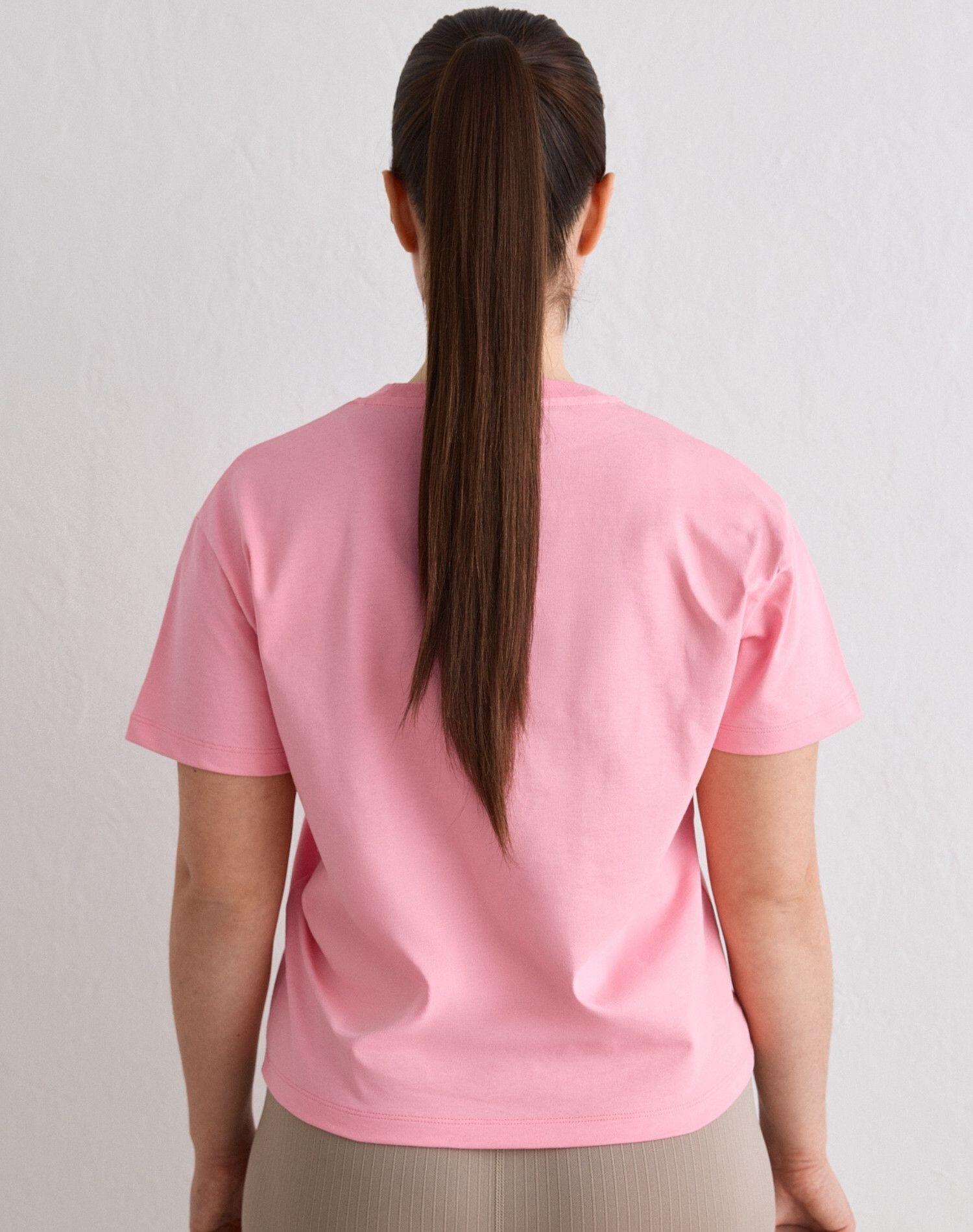 Femme T-shirt Ample à Manches Courtes Rose Poudré 3/5