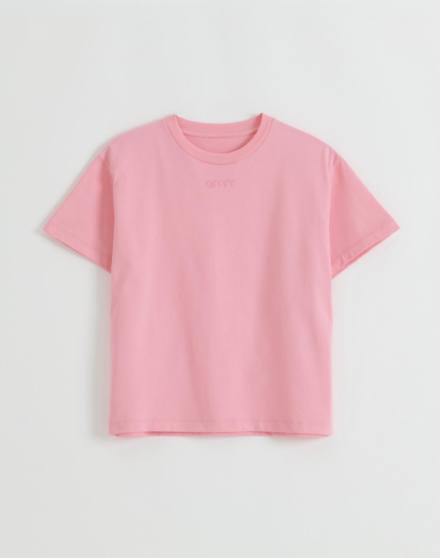 Femme T-shirt Ample à Manches Courtes Rose Poudré 5/5