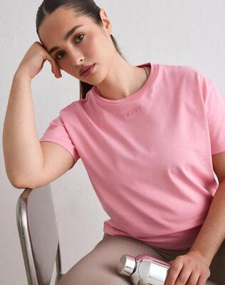 Dames t-shirt met korte mouwen los zwart