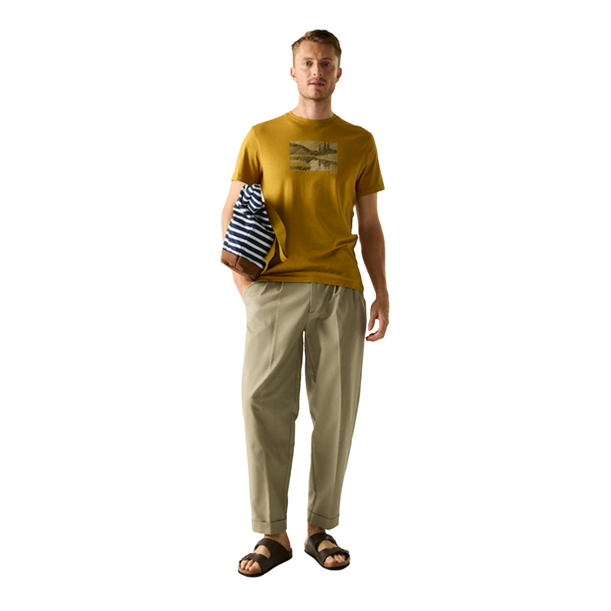 Tshirt Motif/style Paysage BREEZED Homme (Marron Bois) 4/5
