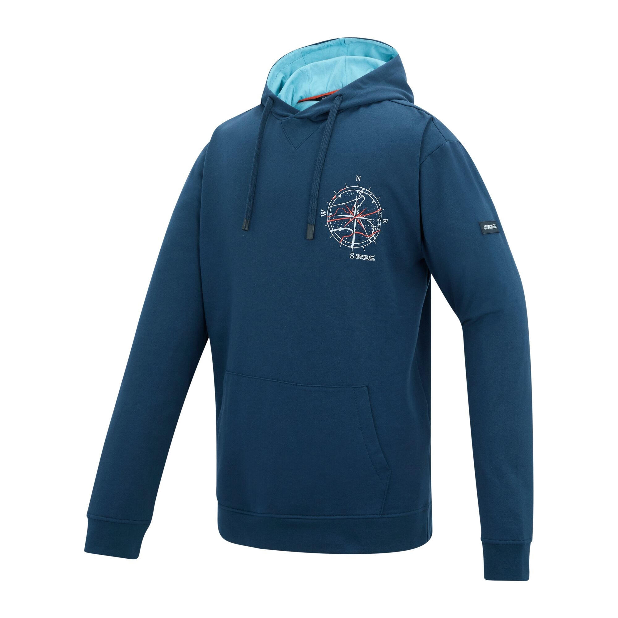 Sweat À Capuche Motif/style Boussole CLINE Homme (Denim Sombre / Bleu De Gris) 3/5
