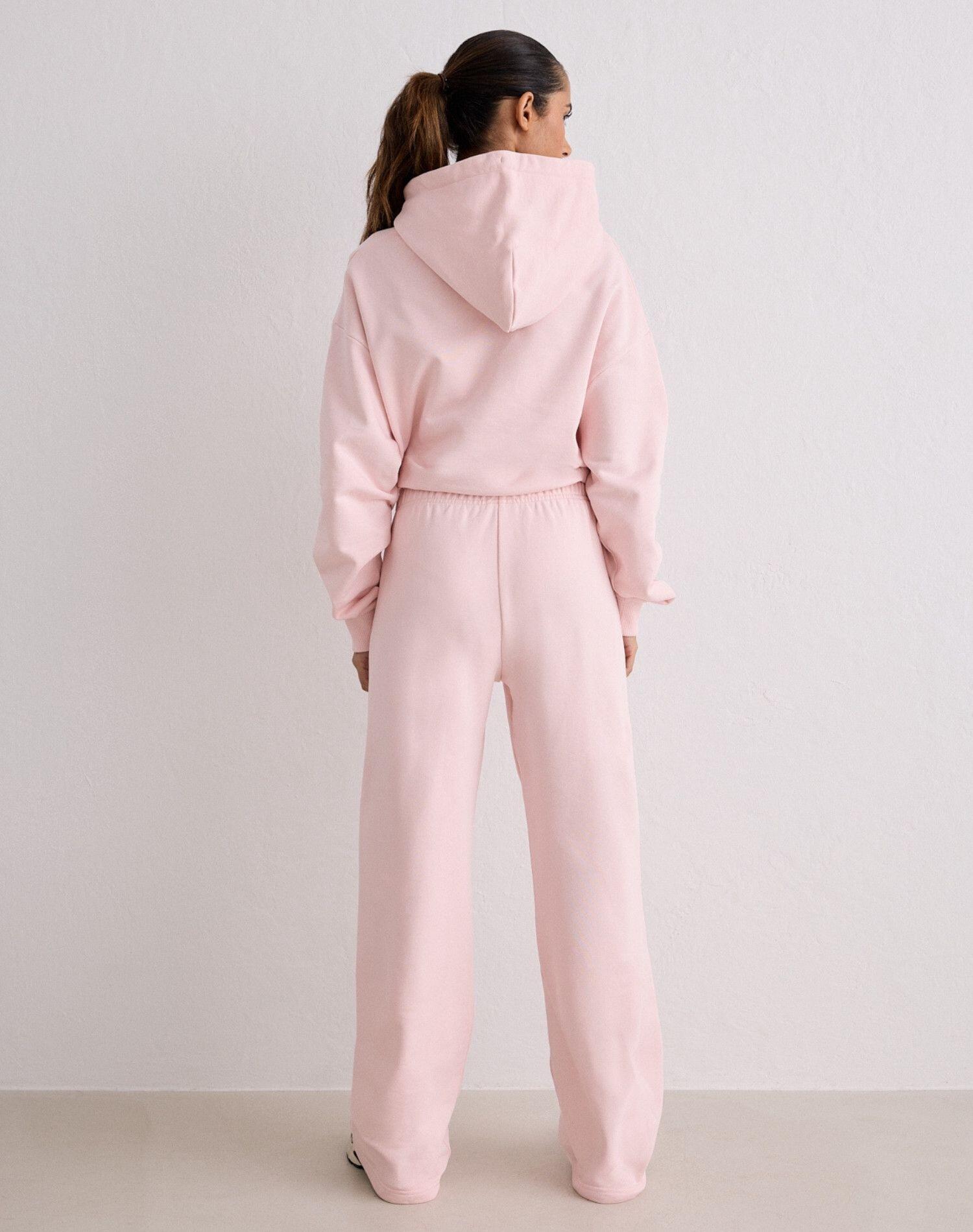 Pantalón Chándal Mujer Felpa Gruesa Holgado Pernera Ancha Rosa 2/5