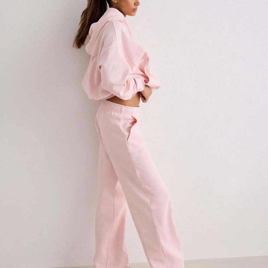 Women's Sweatpants Chunky Terry Relaxed Wide-Leg Pink