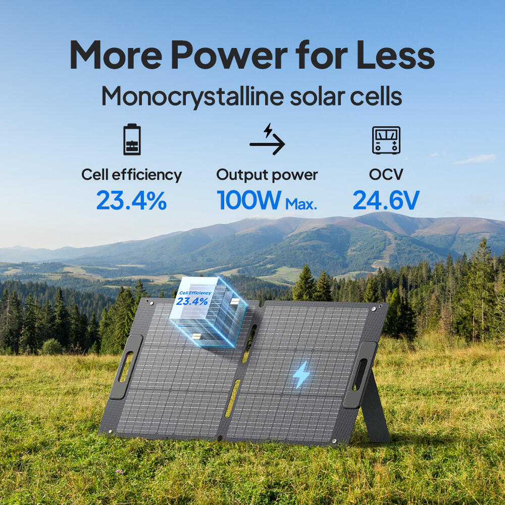 Painel solar PV100 dobrável com suportes ajustáveis 100W para motorhome, camping 3/7