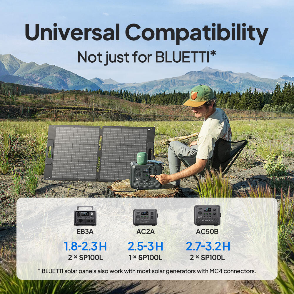 Painel solar PV100 dobrável com suportes ajustáveis 100W para motorhome, camping 4/7