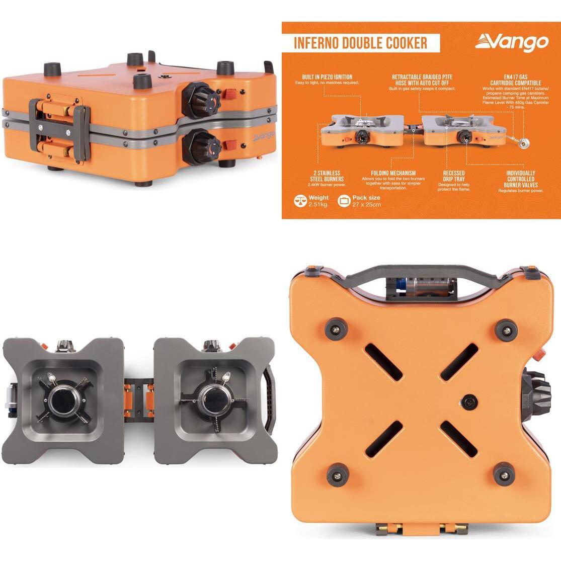 Vango Inferno Double Cooker 2-Burner Camping Stove - Burnt Orange 2/5