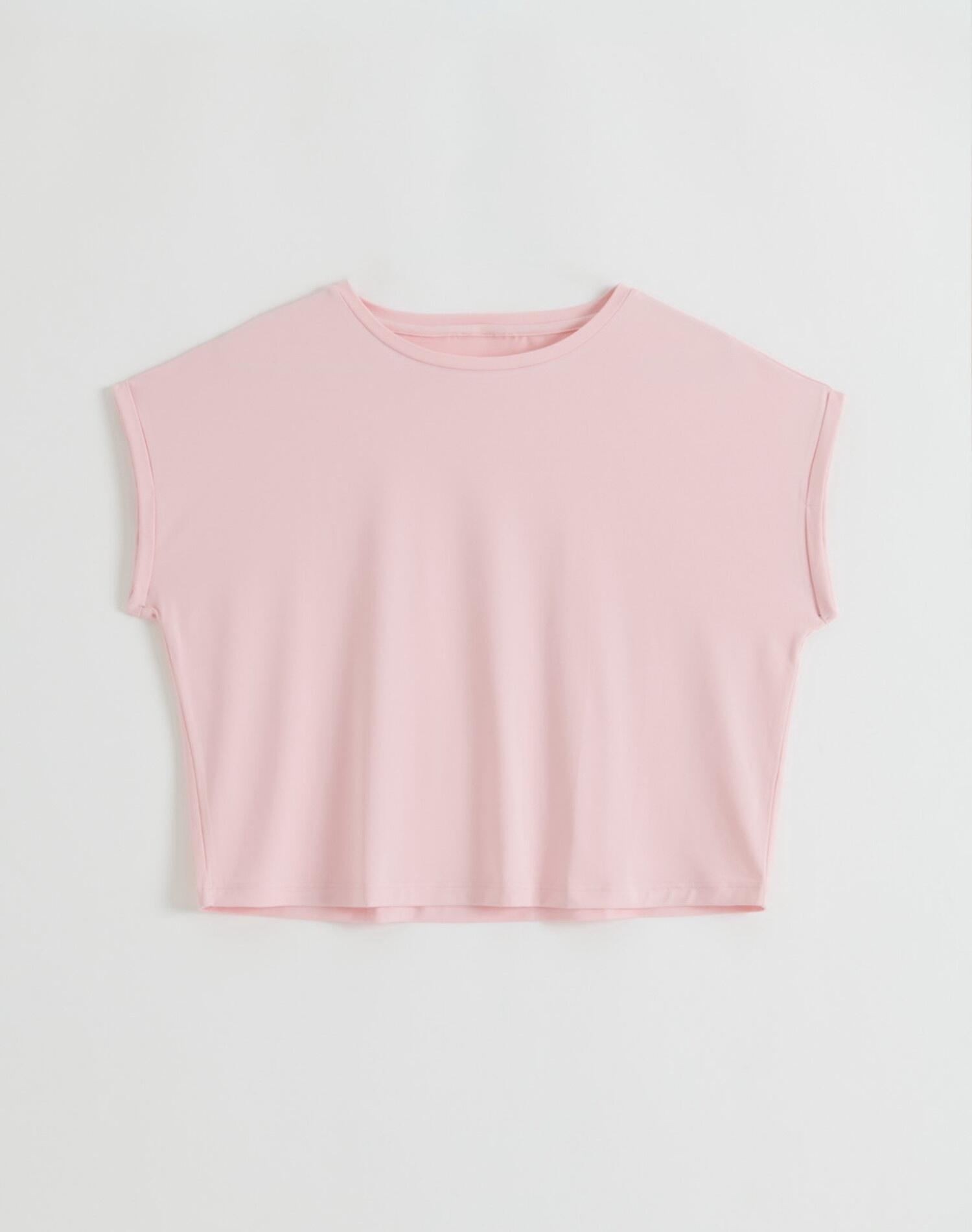 Damen Trainingsshirt Ultraweich second skin Soft Basic Roll Sleeve Top Rosa 5/5