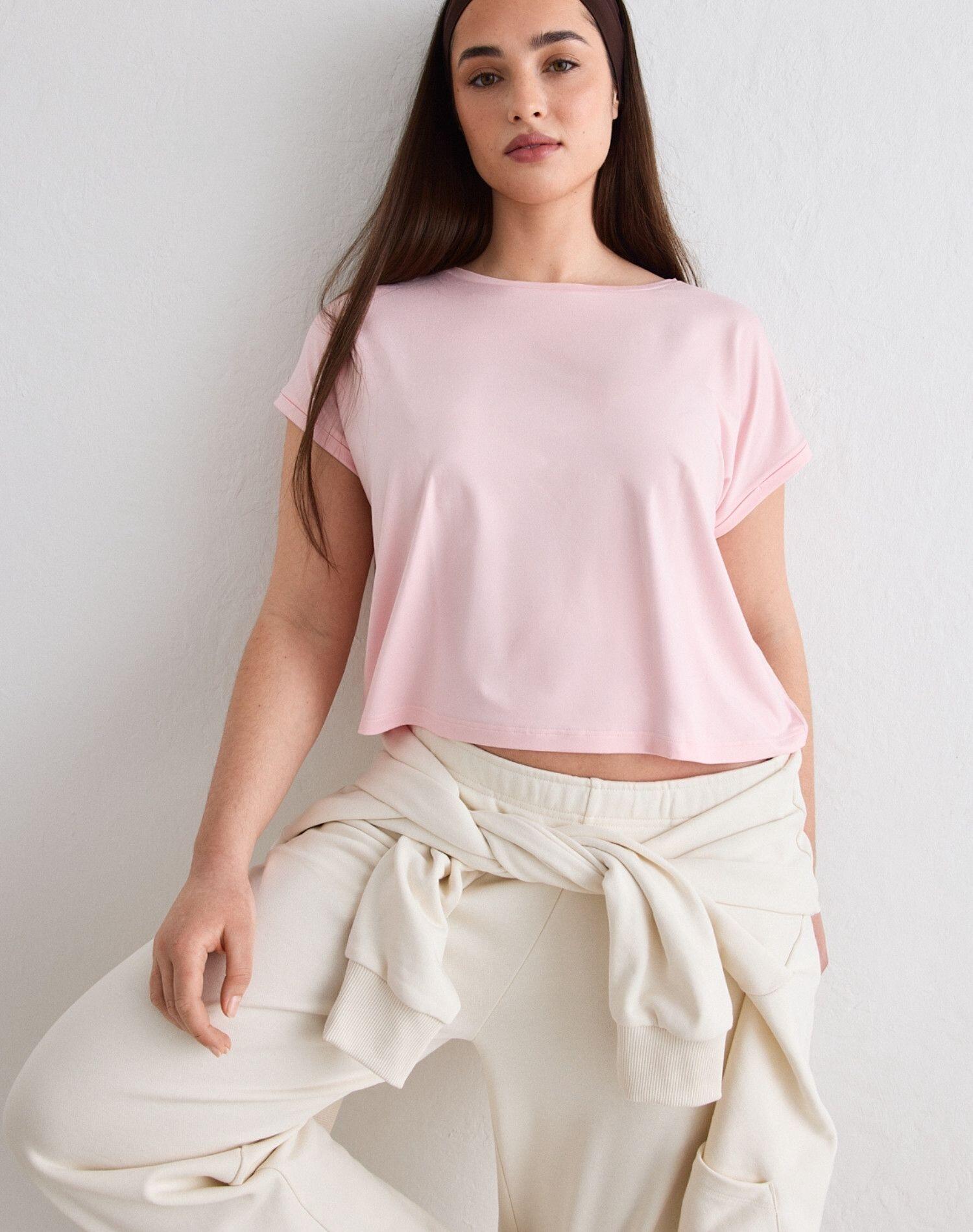 Damski top treningowy ultramiękki second skin, szybkoschnący Soft Basic różowy