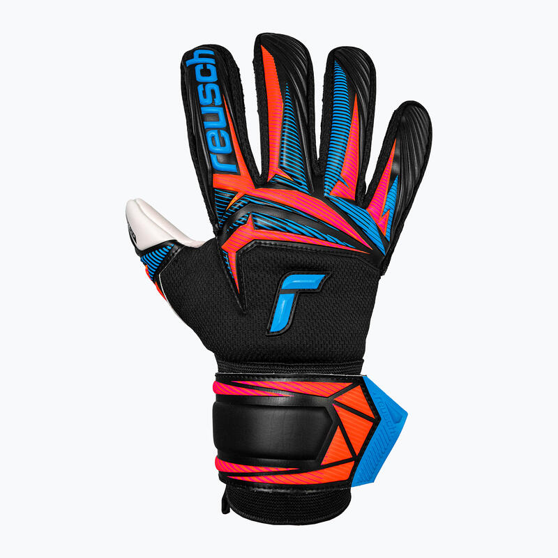 Mănuși de portar Reusch Attrakt Advance negru/albastru aqua/oranj șocant