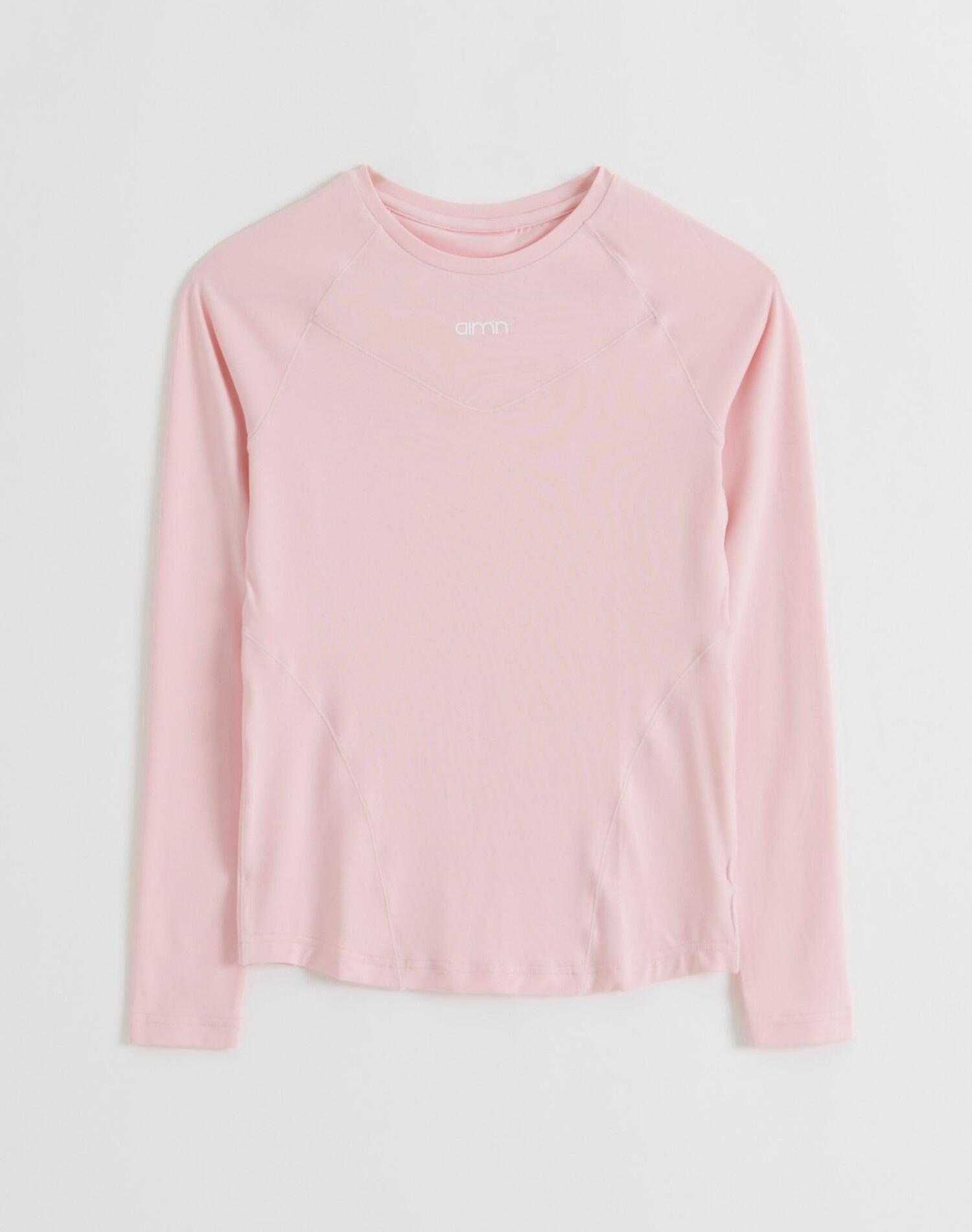 Femme T-shirt Manches Longues Doux Évacuant l'humidité Rose Pastel 6/6