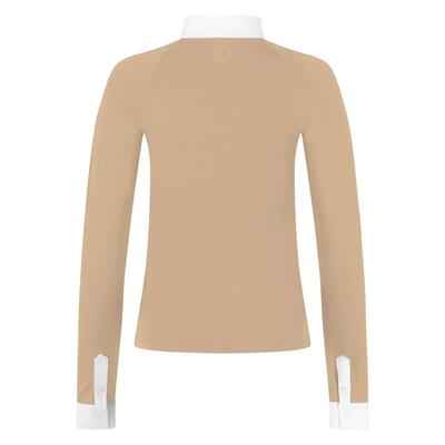 Showshirt dames classic met glitter rits lange mouwen beige size 36 - maat
