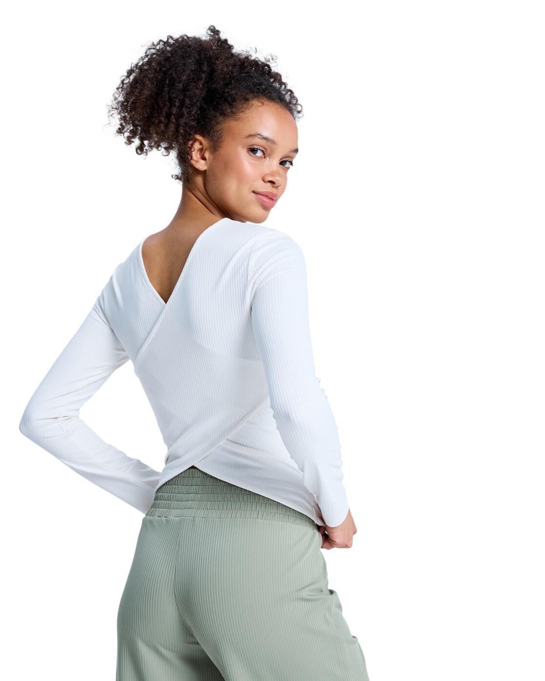 Haut de sport manches longues RISE & VIBE Blanc Femme 2/4