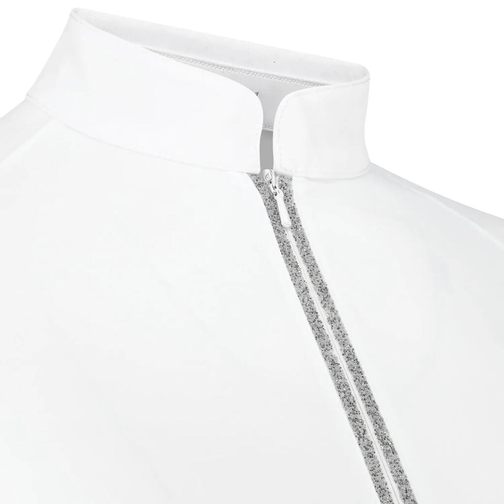 Show shirt women classic with glitter zipper long sleeve white  size 42