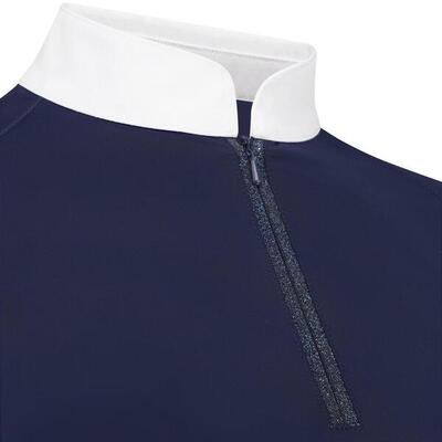 Show shirt dames classic met glitter rits korte mouwen marine size 40 - maat