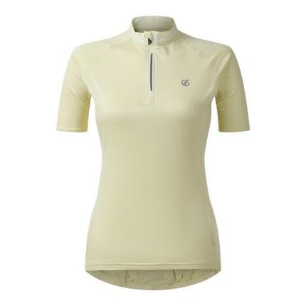 Maillot Manches Courtes À Col Montant Zippé PEDAL Femme (Jaune Pâle)