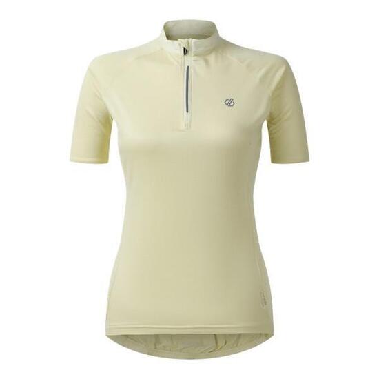 Maillot Manches Courtes À Col Montant Zippé PEDAL Femme (Jaune Pâle)