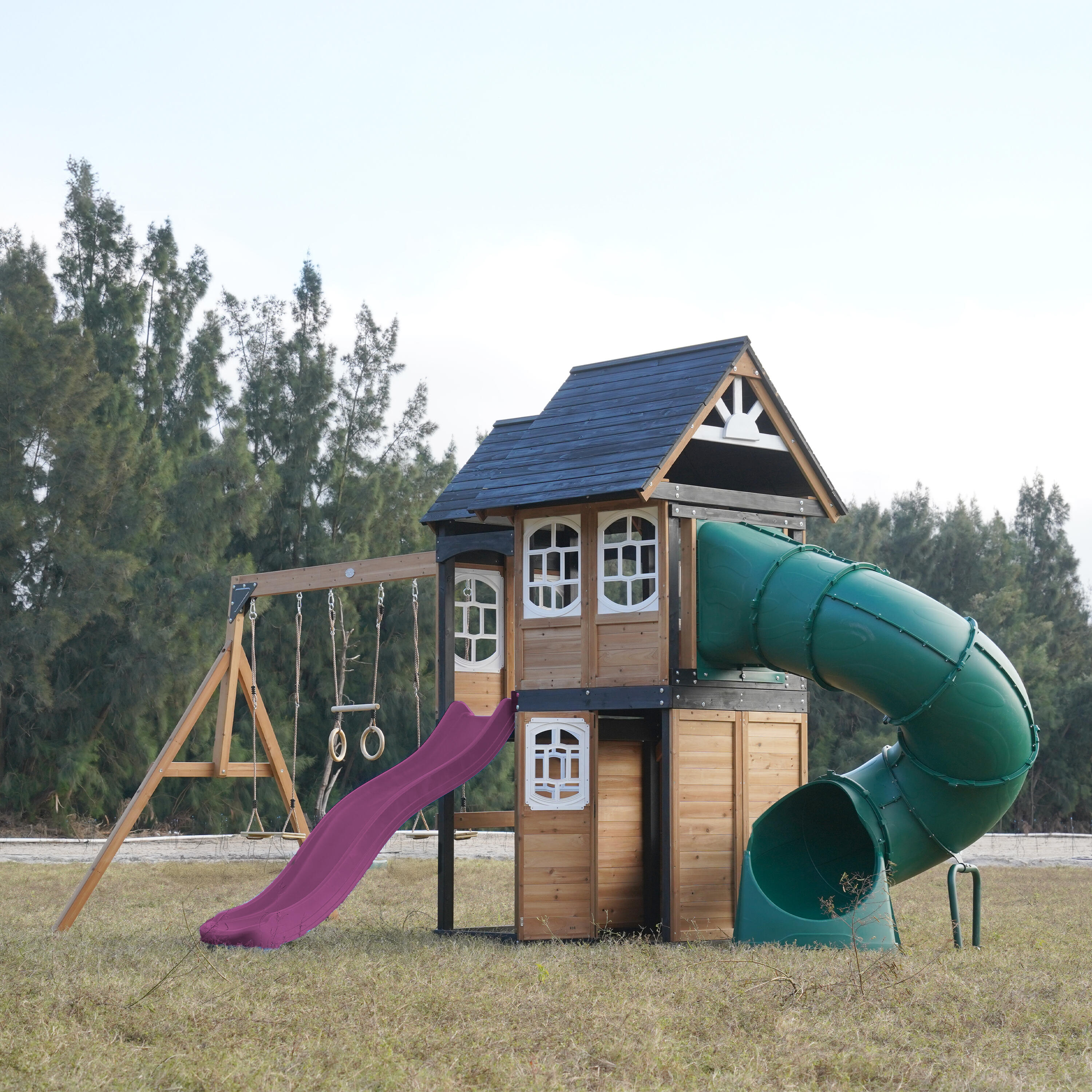 Speeltoestel - AXI Noud - 2 schommels, buisglijbaan - Paars 2/7