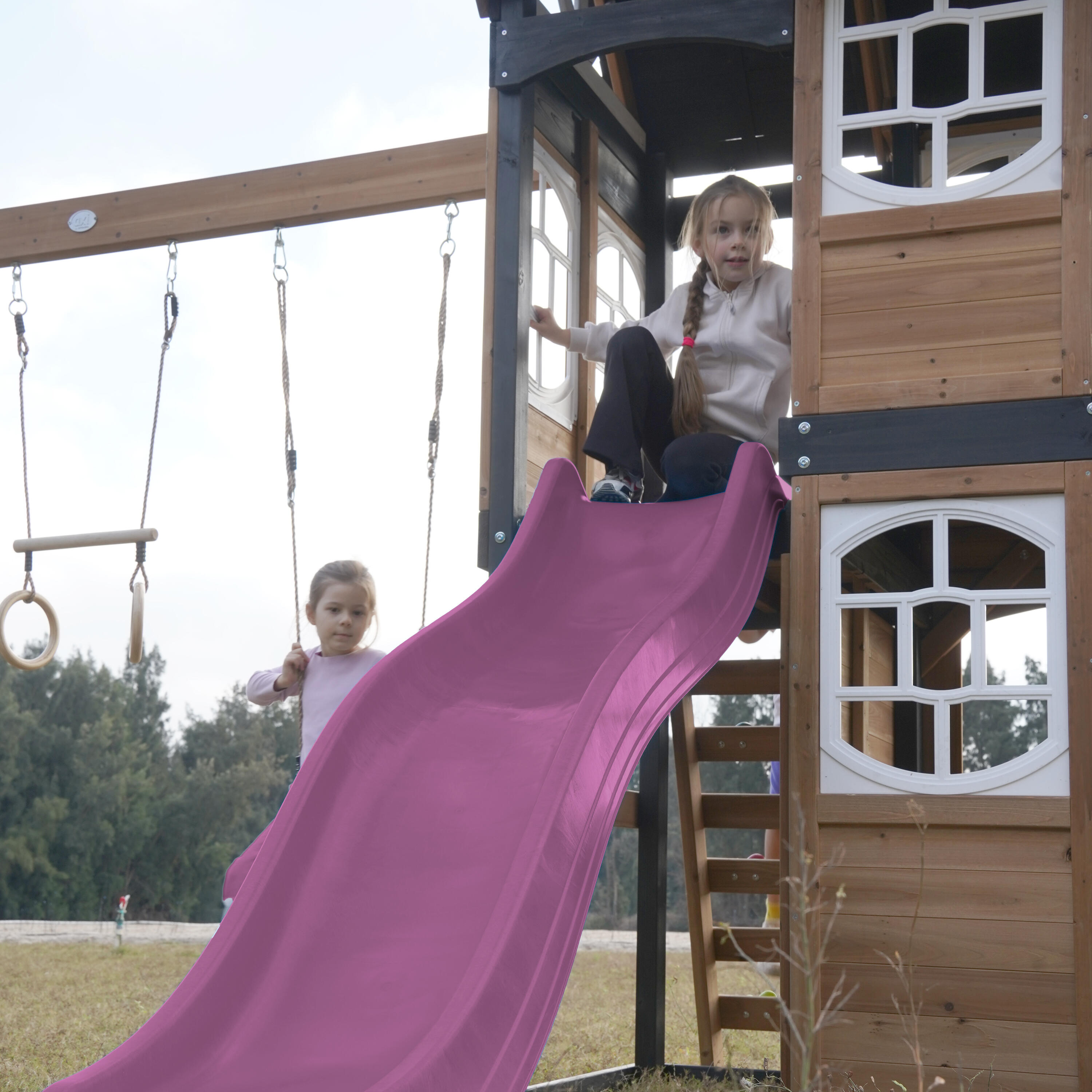 Speeltoestel - AXI Noud - 2 schommels, buisglijbaan - Paars 5/7