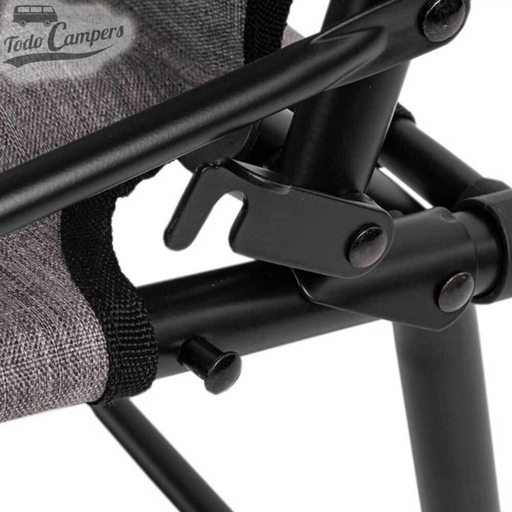 Silla plegable Holiday Travel gris jaspeado con reposabrazos de bambú 4/5