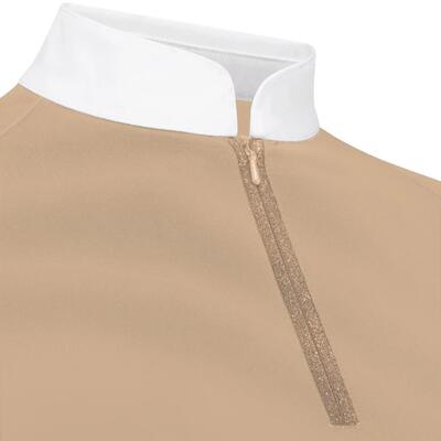 Showshirt dames classic met glitter rits lange mouwen beige size 36 - maat