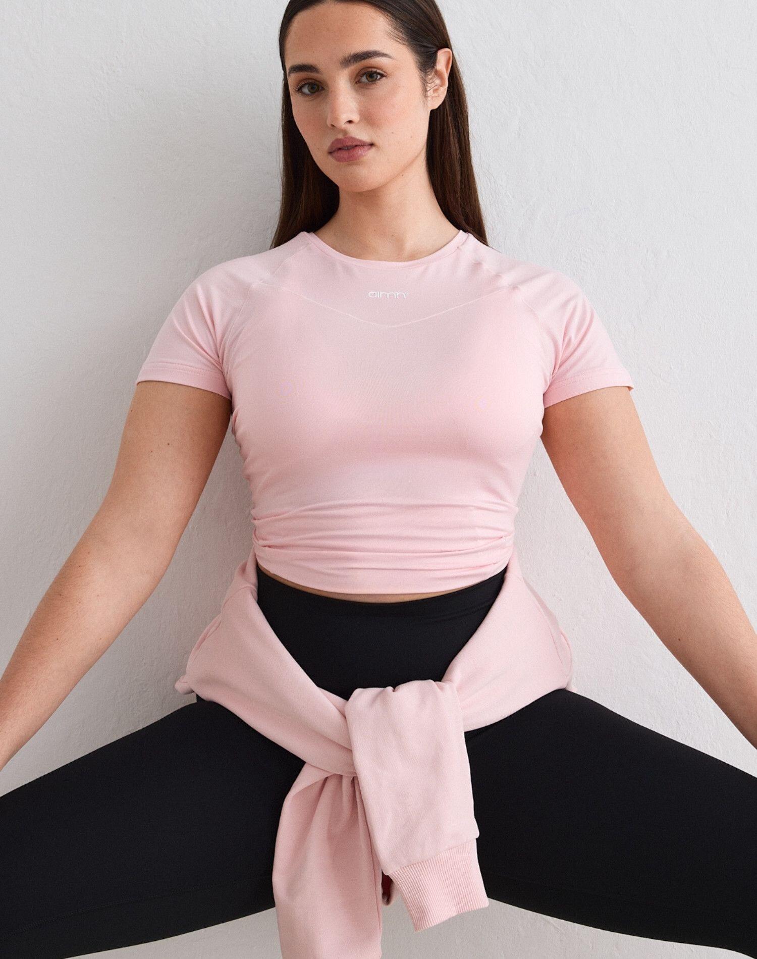 Donna Maglia Manica Corta Morbida Traspirante Rosa Pastello 3/6