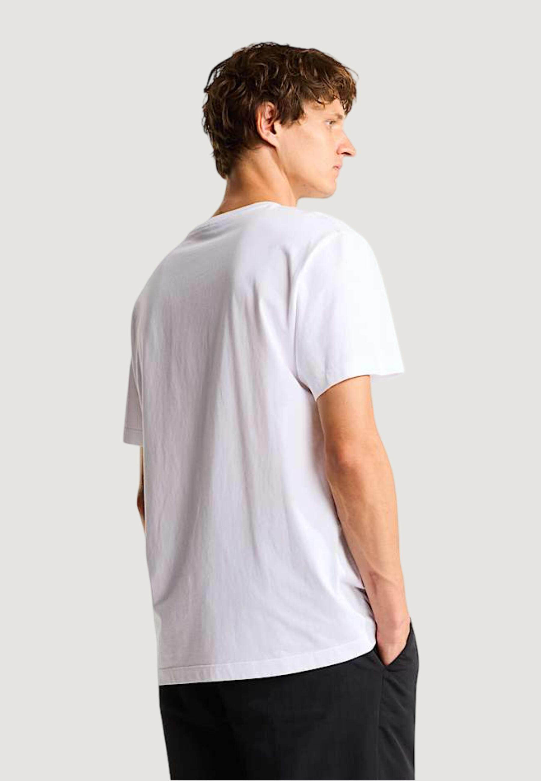t-shirt crop top M ESSENTIAL CENTER LOGO RELAXED SHORT SL HOMME blanc 3/5
