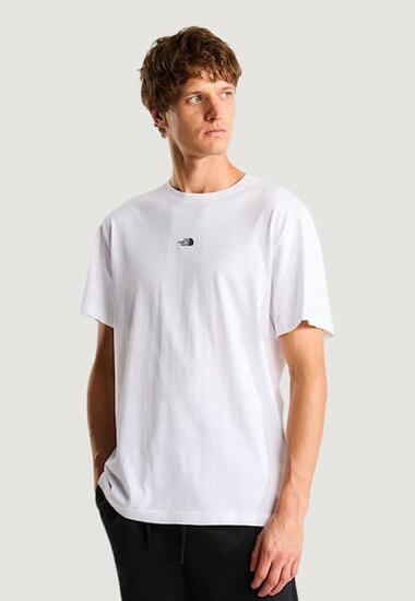 t-shirt crop top M ESSENTIAL CENTER LOGO RELAXED SHORT SL HOMME blanc