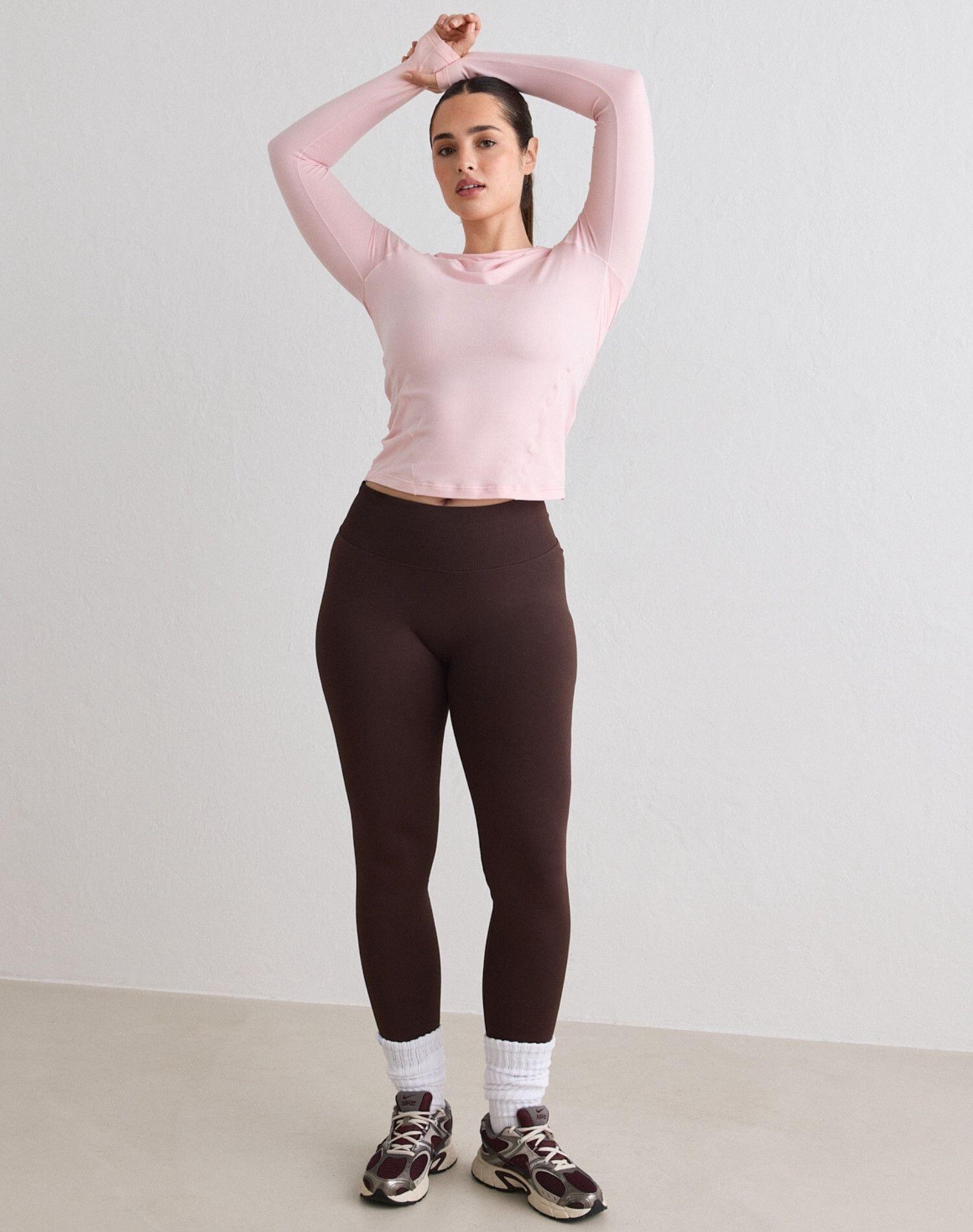 Femme T-shirt Manches Longues Doux Évacuant l'humidité Rose Pastel 2/6