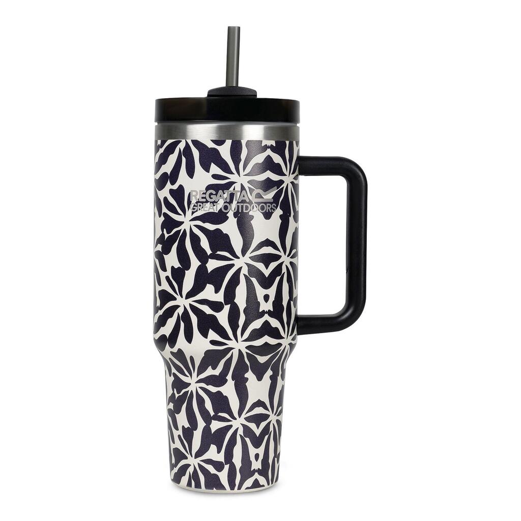 Abstract Floral Thermulate Insulated 1.2L Travel Mug (Beige)