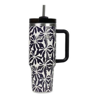 Abstract bloemige thermulate geïsoleerde 1.2l reismok (beige)